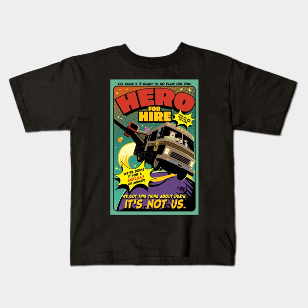 Hero for Hire Kids T-Shirt by CuddleswithCatsArt